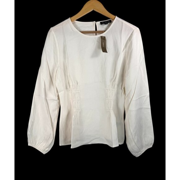 J.crew Shirred-waist top in viscose crepe ivory‎ money sz 8 - Picture 1 of 8